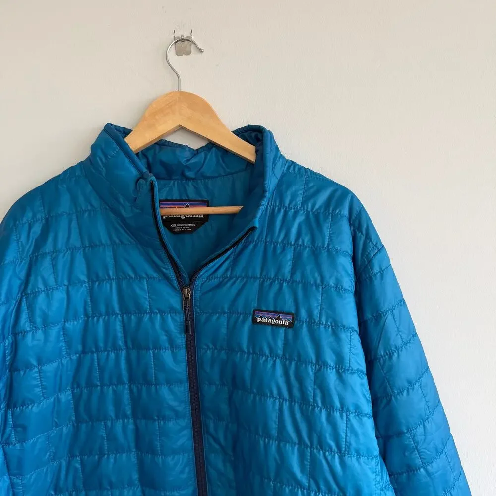 Patagonia Nano Zip Up Mock Neck Puffer Jacket Blue XXL